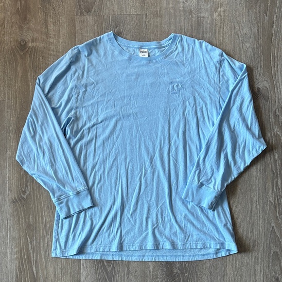 PINK Victoria's Secret Tops - PINK Light Blue Logo Long Sleeve